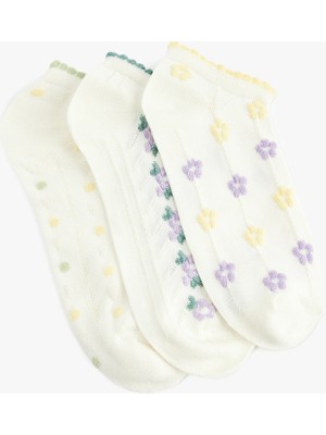 Koton Çiçekli Pamuklu 3'lü Patik Çorap Seti
