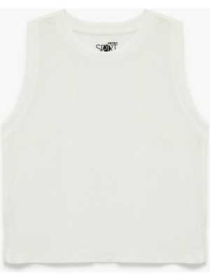 Koton Rahat Kalıp Kolsuz Bisiklet Yaka Crop Spor Bluz