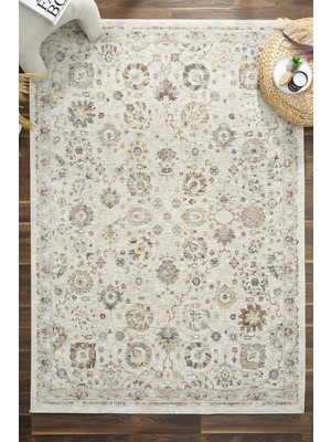 Venucci Home & Living Frezia Floral Bambu Polyester Oturma Odası Salon Mutfak Halısı Eskitme Çiçekli Vintage Halı