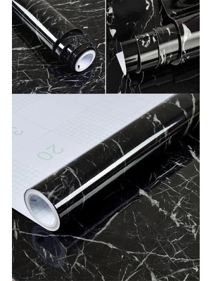 Noyiska 5m x 60 cm Siyah Mermer Desenli Masa Tezgah Mutfak Su Geçirmez Yapışkanlı Folyo Sticker Yapıştırma