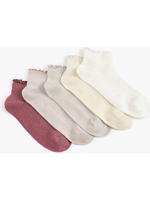 Koton 5'li Fırfır Detaylı Pamuklu Patik Çorap Seti