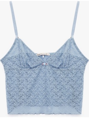 Koton Kalp Yaka Ince Askılı Dantelli Pijama Üstü