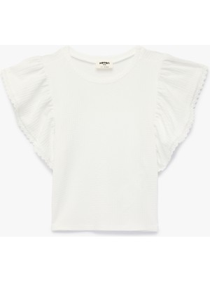 Koton Volanlı Kısa Kollu Bisiklet Yaka Bluz