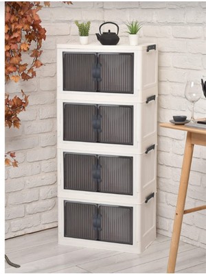 Hanım Ev 4 Katlı Plastik Kapaklı Dolap – Çok Amaçlı Saklama & Ayakkabı Düzenleyici, Mutfak Banyo Balkon