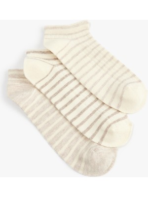 Koton Çizgili 3'lü Pamuklu Patik Çorap Seti