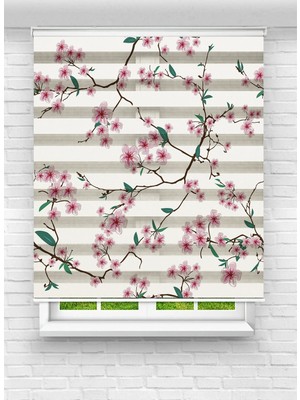 Enzo Home Sakura Çiçek Desenli Baskılı Zebra Stor Perde – Dekoratif Modern Zebra Perde