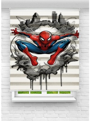 Enzo Home Örümcek Adam Desenli Baskılı Zebra Stor Perde – Çocuk ve Genç Odası Dekoratif Zebra Perde