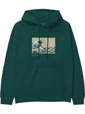 The Lucid Lab Kanagawa Oki Nami Ura Hoodie - Koyu Yeşil