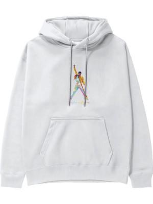 The Lucid Lab Freddie Mercury Hoodie - Beyaz