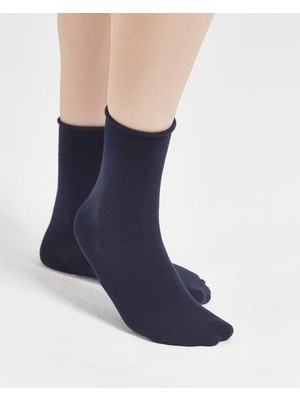 Bolero Kadın Roll Top Lastiksiz Bambu Çorap Lacivert