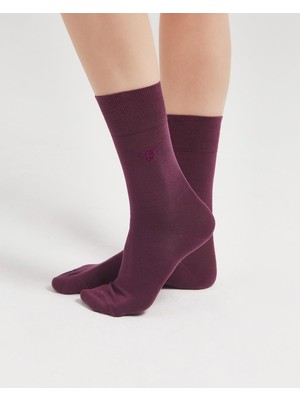 Bolero Mor Renkli Düz Merserize Çorap