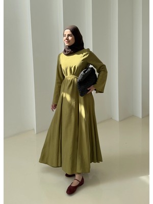 Moda Aksa 7131 Qpileli Elbise Yeşil