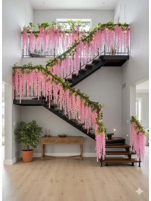 Bakburaya Yapay Çiçekçilik 12'li Yapay Sarkan Akasya Çiçeği Koyu Pembe