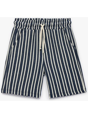 Koton Beli Bağlamalı Cep Detaylı Çizgili Bermuda Şort