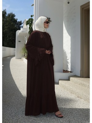 Moda Aksa Arabic Hm Astarlı Elbise (Acı Kahve)