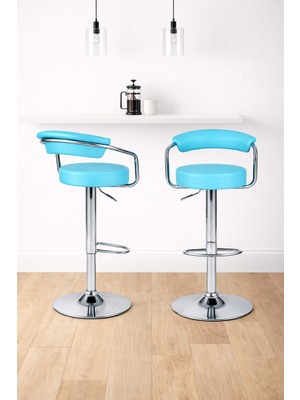 Boombar Monica Bar Sandalyesi - Turkuaz Deri - 9510Q0111