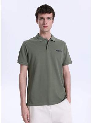 Mustang Düz Koyu Haki Erkek Polo T-Shirt M6SM-TST1579
