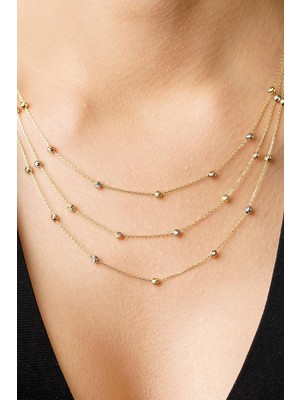 Fiyonk Kuyumculuk 14 Ayar Altın 3 Sıralı Dorika Toplu Kolye