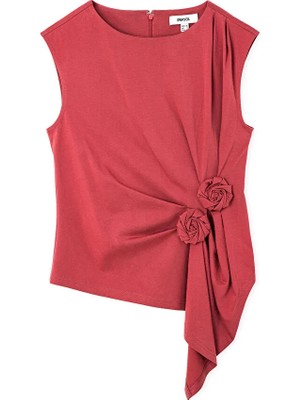 İpekyol Çiçek aplikeli asimetrik tişört IS1260070143026