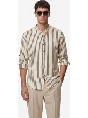 Koton Uzun Kollu Regular Fit Pamuklu Hakim Yaka Çizgili Gömlek