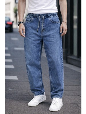 Damga Erkek Trend Pamuklu Lacivert Baggy Kot Pantolon