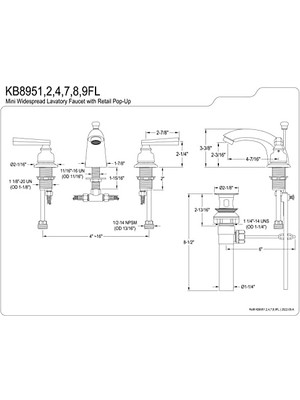 Pirinç KB8952FL Royale-Breitgefaechert Mini Banyo Musluk Pirinç -Akım, Pirinç Cilalı
