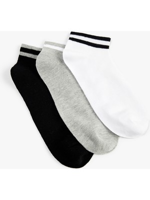 Koton Çizgili Pamuklu 3'lü Patik Çorap Seti