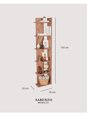 Slim Köşe Kitaplık (Atlantik Çam) Şık Modern Kitaplık (Sağ Köşe)