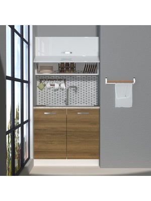Decoraktiv Mini 90Y MDF Hazır Mutfak Dolabı Beyaz Tezgah Dahil Geniş Depolama Fonksiyonu