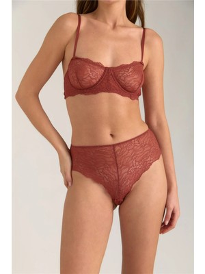 Lovely Things Karen Dantelli Balkonet Balenli Kapsız Sütyen - Kiremit