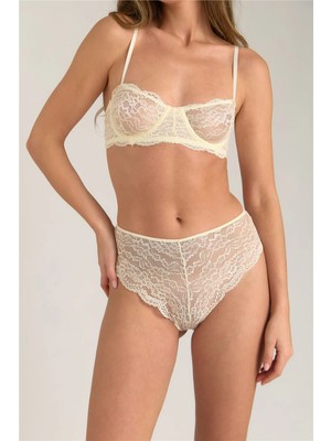 Lovely Things Karen Dantelli Balkonet Balenli Kapsız Sütyen - Ekru