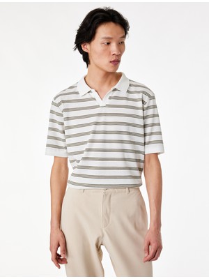 Koton Regular Fit Kısa Kollu Çizgili Polo Yaka Tişört