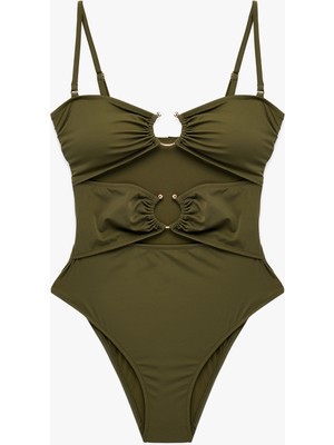 Koton Çıkarılabilir Askılı Aksesuarlı Pencere Detaylı Straplez Mayokini