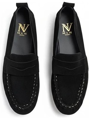 Ne&Ve Shoes Süet Hakiki Deri Astarsız Esnek Kadın Günlük Şık ve Rahat Loafer