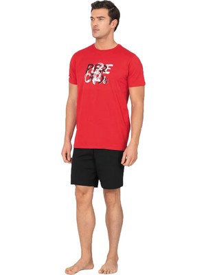 Pierre Cardin Erkek Şort Pijama Takımı %100 Pamuk Baskılı Tişört – Yazlık Rahat Kesim