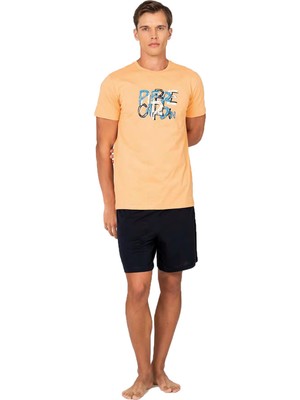 Pierre Cardin Erkek Şort Pijama Takımı %100 Pamuk Baskılı Tişört – Yazlık Rahat Kesim