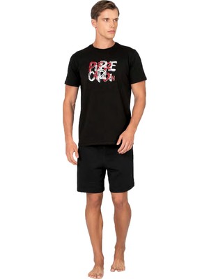 Pierre Cardin Erkek Şort Pijama Takımı %100 Pamuk Baskılı Tişört – Yazlık Rahat Kesim