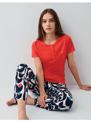 Pierre Cardin Kadın Uzun Paça Pijama Takımı – %50 Pamuk %50 Modal, Kısa Kollu, Yarım Düğmeli