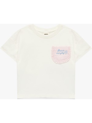 Koton Kısa Kollu Bisiklet Yaka Cep Detaylı Pamuklu Tişört