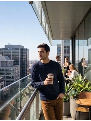 Urumday Genel Erkek Yuvarlak Yaka Basic Waffle Kazak