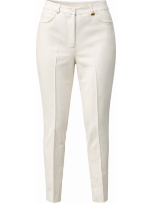 Sentez Kadın Pamuk Beş Cep Büyük Beden Pantolon - Ekru