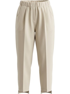 Sentez Kadın Beli Lastikli Önü Kısa Pantolon - Krem