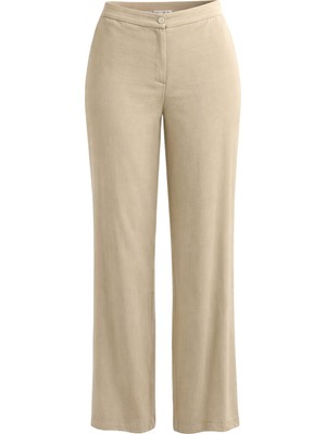 Sentez Kadın Tensel Geniş Paça Pantolon - Bej