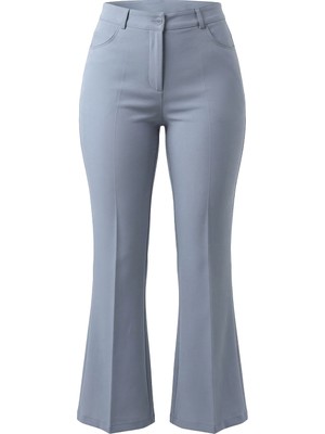 Sentez Kadın Iki Cepli Ispanyol Paça Pantolon - Gri