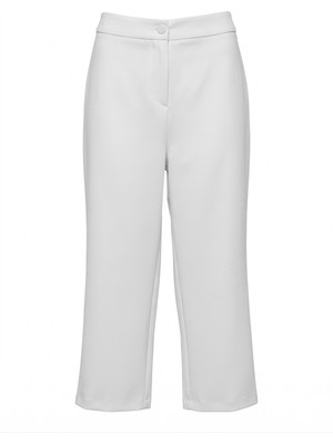 Sentez Kadın Arkası Lastikli Tek Düğme Rahat Pantolon - Beyaz