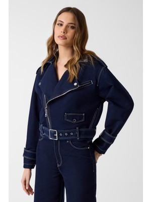 Guess Kadın Florence Denim Ceket - Lacivert