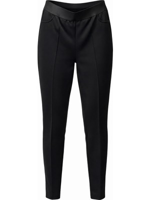 Sentez Kadın Beli Lastikli Büyük Beden Pantolon - Siyah