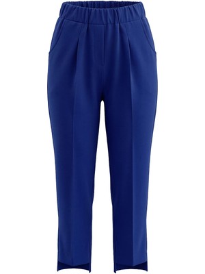 Sentez Kadın Beli Lastikli Önü Kısa Pantolon - Saks Mavi