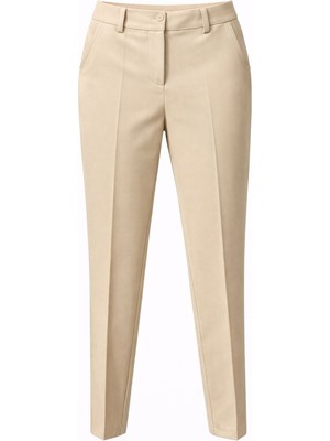 Sentez Kadın Pamuk Ince Kemer Pantolon - Krem