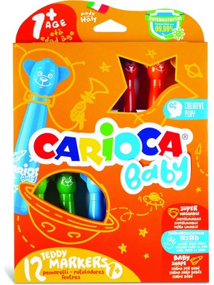 Carioca Keçeli Boya Kalemi Teddy Jumbo Bebek Süper Yıkanabilir 12Renk